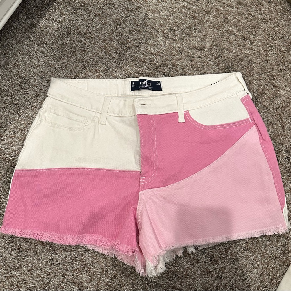 Pink & White Jean Shorts